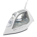 Experience the Amazon Basics 2400W Ceramic Soleplate Steam Iron with powerful steam burst, perfect for wrinkle-free clothes. Ideal for home and travel. Keywords: steam iron, ceramic soleplate, powerful steam