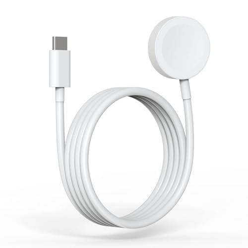Fast Wireless Magnetic Charger for Apple Watch, USB C, 1m cable. Compatible with Apple Watch Series 1-10 & Ultra. Perfect for on-the-go charging! Keywords: Apple Watch charger, USB C, fast charging