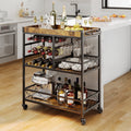 Asofer 3-Tier Bar Cart with Lockable Wheels - Retro