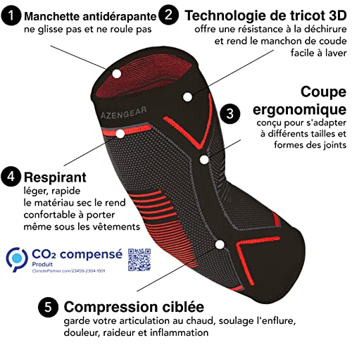 Azengear - Elbow Compression Sleeve for Tendonitis, Arthritis Relief, Sports Support