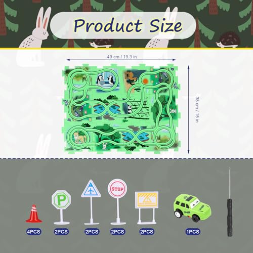 Boxob - 25 Piece Car Track Puzzle Toy Set, Educational Montessori Game Assembly for Kids, Battery-Free Land Series
