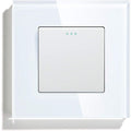 Bseed - Electrical Wall Light Switch with LED Backlight, Glass Faceplate, 10A Toggle