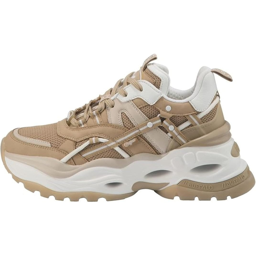 Buffalo Triplet Hollow Trainers Women Beige Low Top Trainers Shoes