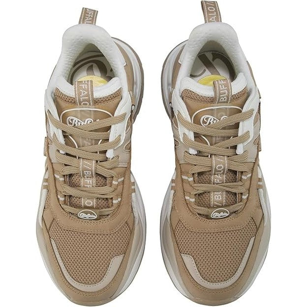 Buffalo Triplet Hollow Trainers Women Beige Low Top Trainers Shoes