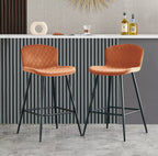 Set of 2 Soft Velvet Seat Bar Chairs with Metal Legs