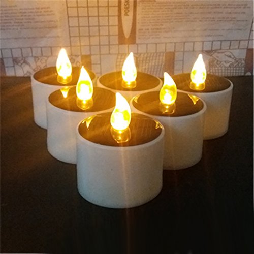 Caralin - Solar Powered LED Candle Light with Yellow Flicker, No Flame, Eco-Friendly