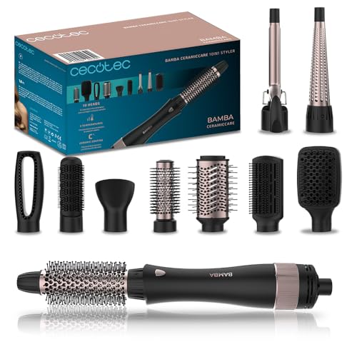 Transform your hair with Cecotec's 10 in 1 Air Brush Styler. 1200W power, ceramic technology, 3 temperatures, and 2 speeds for smooth, voluminous styles.