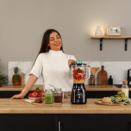 Cecotec - 1800W Power Blender with 5 Speeds, 6 Stainless Steel Blades, Ice Crusher, Turbo Function