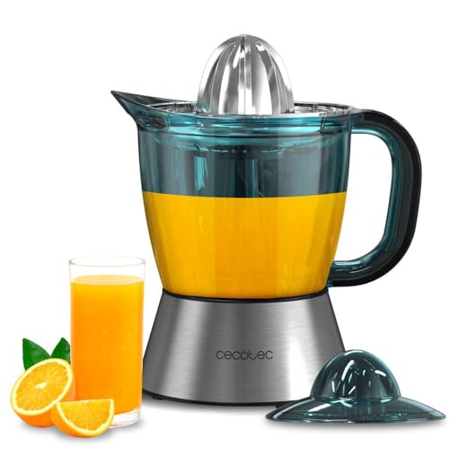 Enjoy fresh juice with the Cecotec Electric Citrus Juicer Zitra Steel. Features 40W power, auto on, and 1L capacity. Perfect for oranges and citrus fruits! Keywords: electric juicer, citrus juicer, Cecotec, 1L capacity