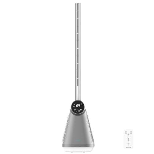 Experience the Cecotec EnergySilence 9890 Bladeless Tower Fan with remote control, 3 speeds, and 40º oscillation for ultimate comfort. Perfect for any room!