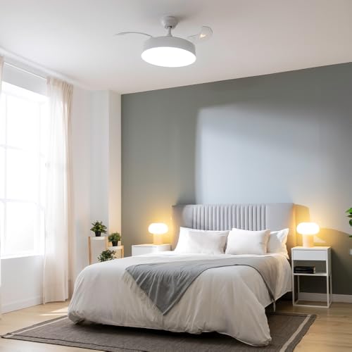 Cecotec - EnergySilence Aero 4200 Ceiling Fan with Retractable Blades, 30W DC Motor, Remote Control, 6 Speeds