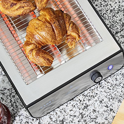 Cecotec - Horizontal Turbo Flat Toaster with 900W Power, 6 Toast Levels, Stainless Steel Finish