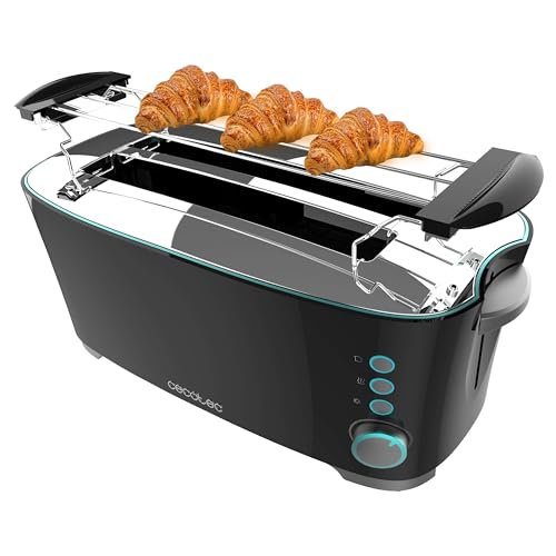 Discover the Cecotec Toast&Taste Extra Double B Toaster, 1350W, featuring long slots for two slices, automatic pop-up, and stainless steel design. Perfect for breakfast!