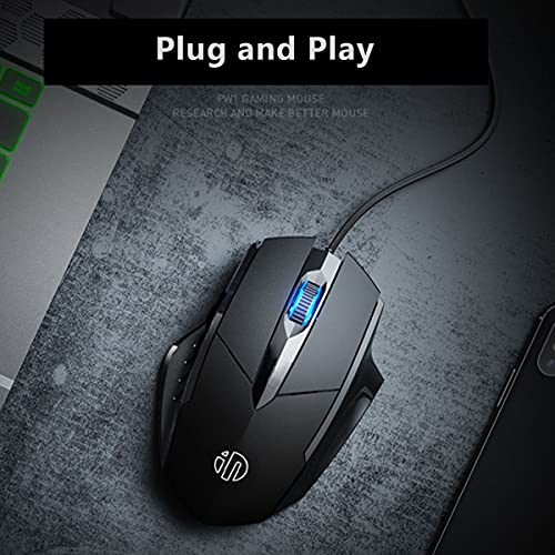 Censprin - Wired Silent Click Optical Mouse, Ergonomic Design for Home & Office