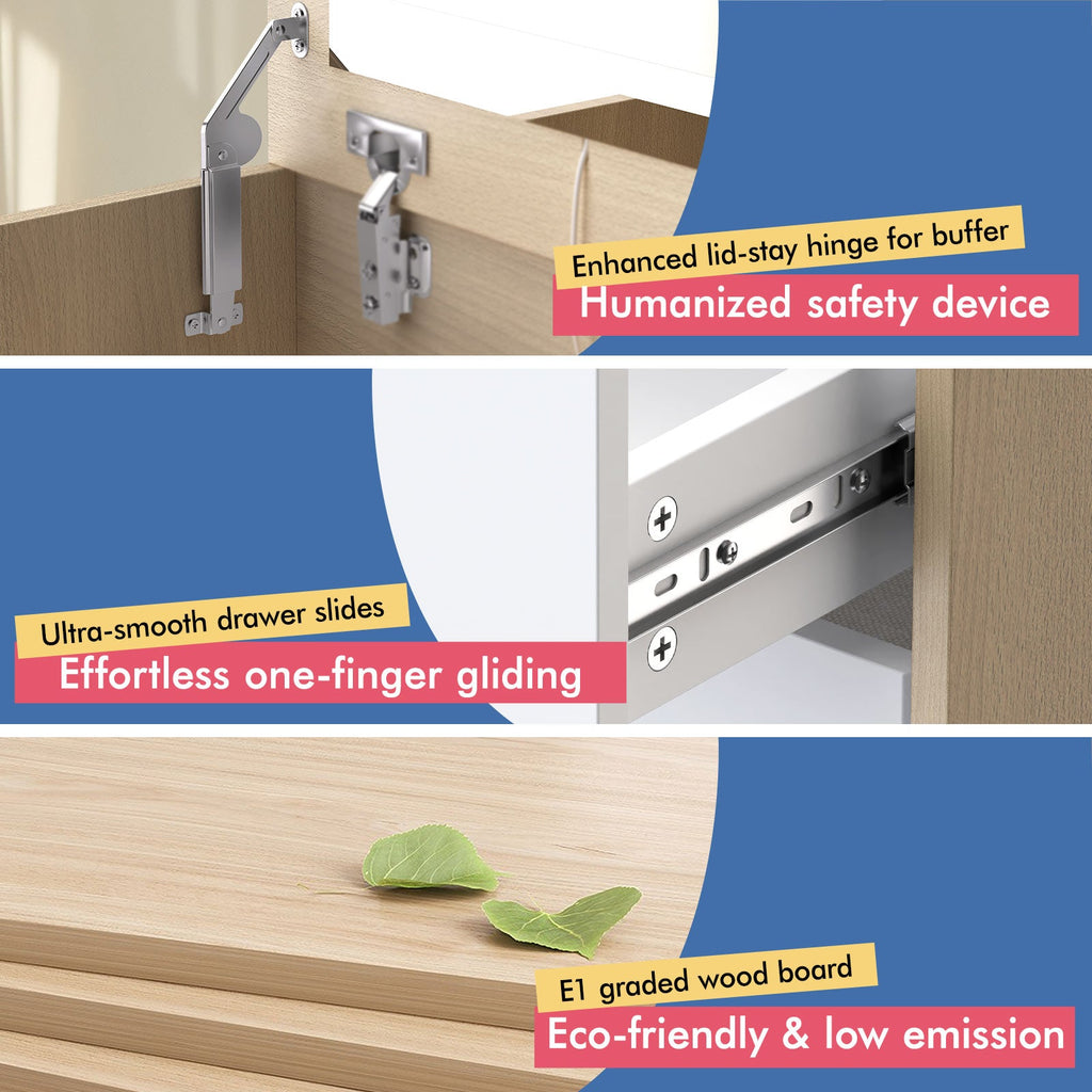 ALFORDSON 3-in-1 Dressing Table with LED Lighting and Stool