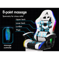 Alfordson Massage Gaming Chair with RGB LED and Adjustable Armrests