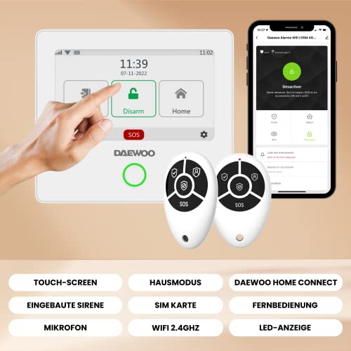 Daewoo - AM301 Alarm Pack With Touch Screen, Pet-Friendly Motion Detector