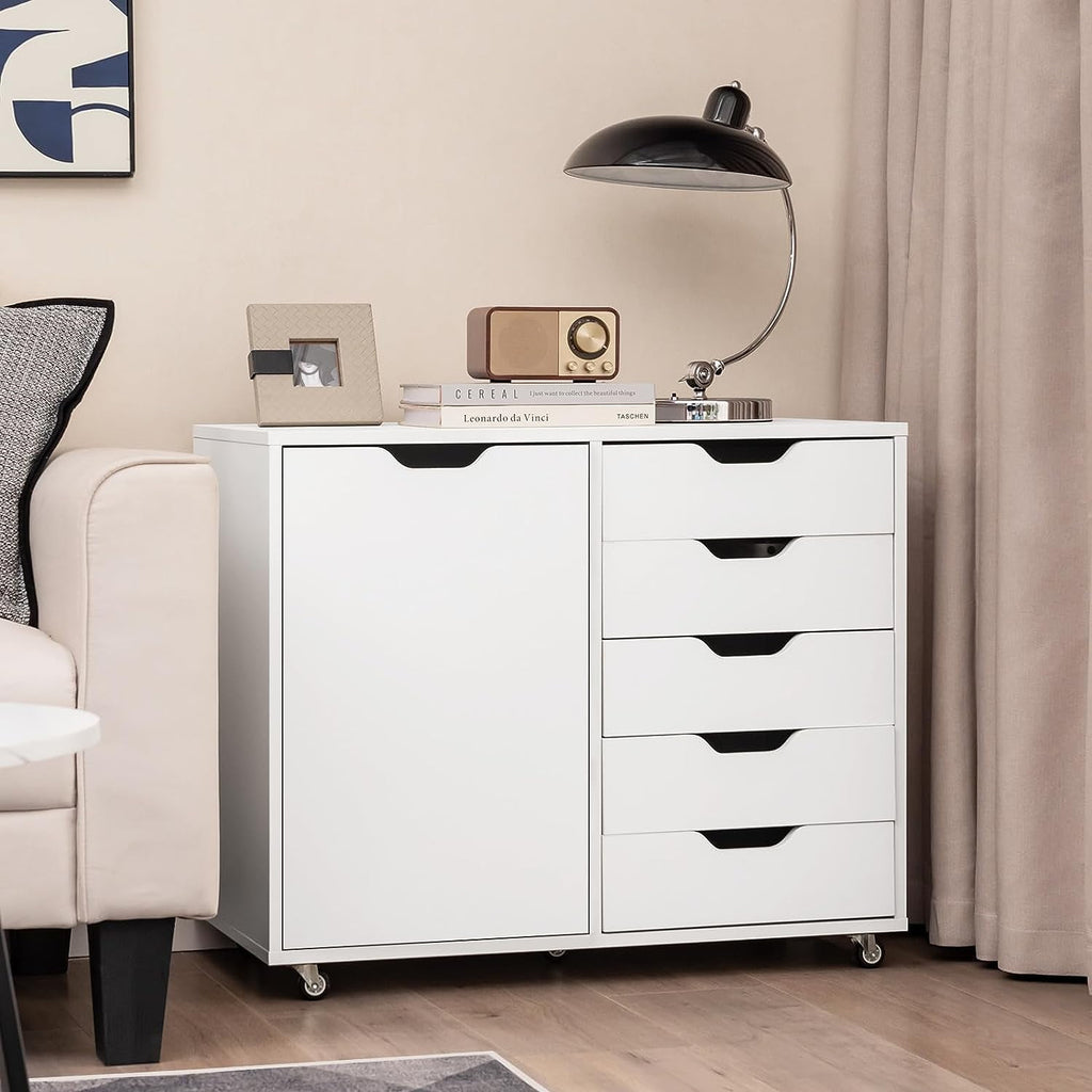 Devaise 5-Drawer Wood Dresser Chest with Door