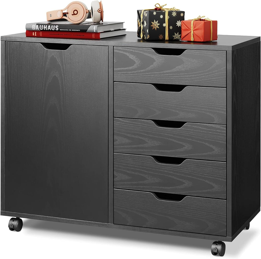 Devaise 5-Drawer Wood Dresser Chest with Door