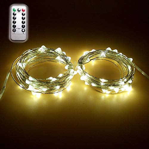 Illuminate your space with Dreamworth's 2 Set 5M 50 LEDs Battery Operated Fairy Lights. Perfect for Christmas, weddings, and parties. Remote control included! Keywords: fairy lights, battery operated, remote control