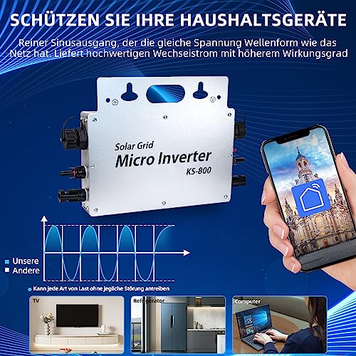 E-Polar - 800W IP65 Waterproof Solar Inverter with WLAN App for Balcony