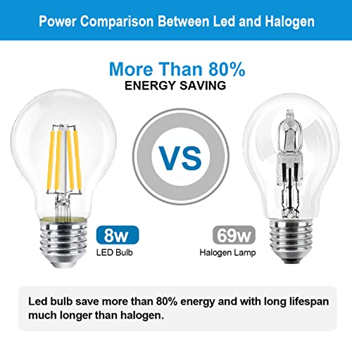 EXTRASTAR - E27 LED Edison Screw Filament Bulb, 8W, Warm White 2700K, Pack of 6