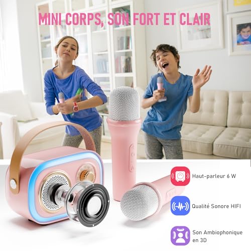Etpark - Children's Karaoke Microphone with 2 Mics, 5 Rhythm Lights & 12 Voice Effects