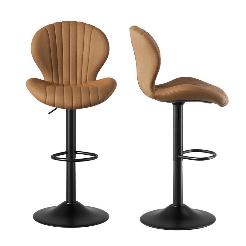 Furnifort Adjustable Bar Chair - Laminated Wood & Leathaire