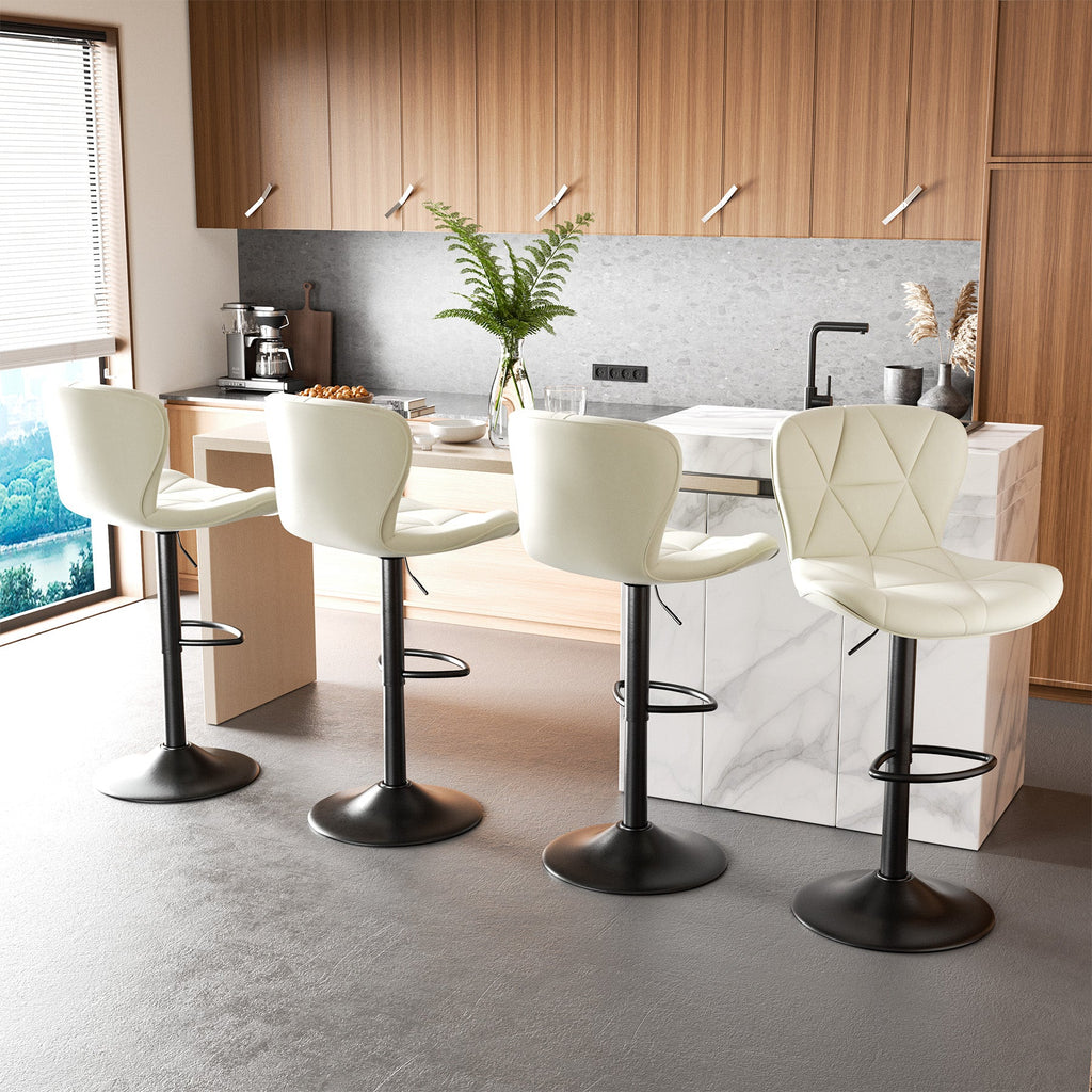 Furnifort Modern Adjustable Faux Leather Bar Chair with Backrest