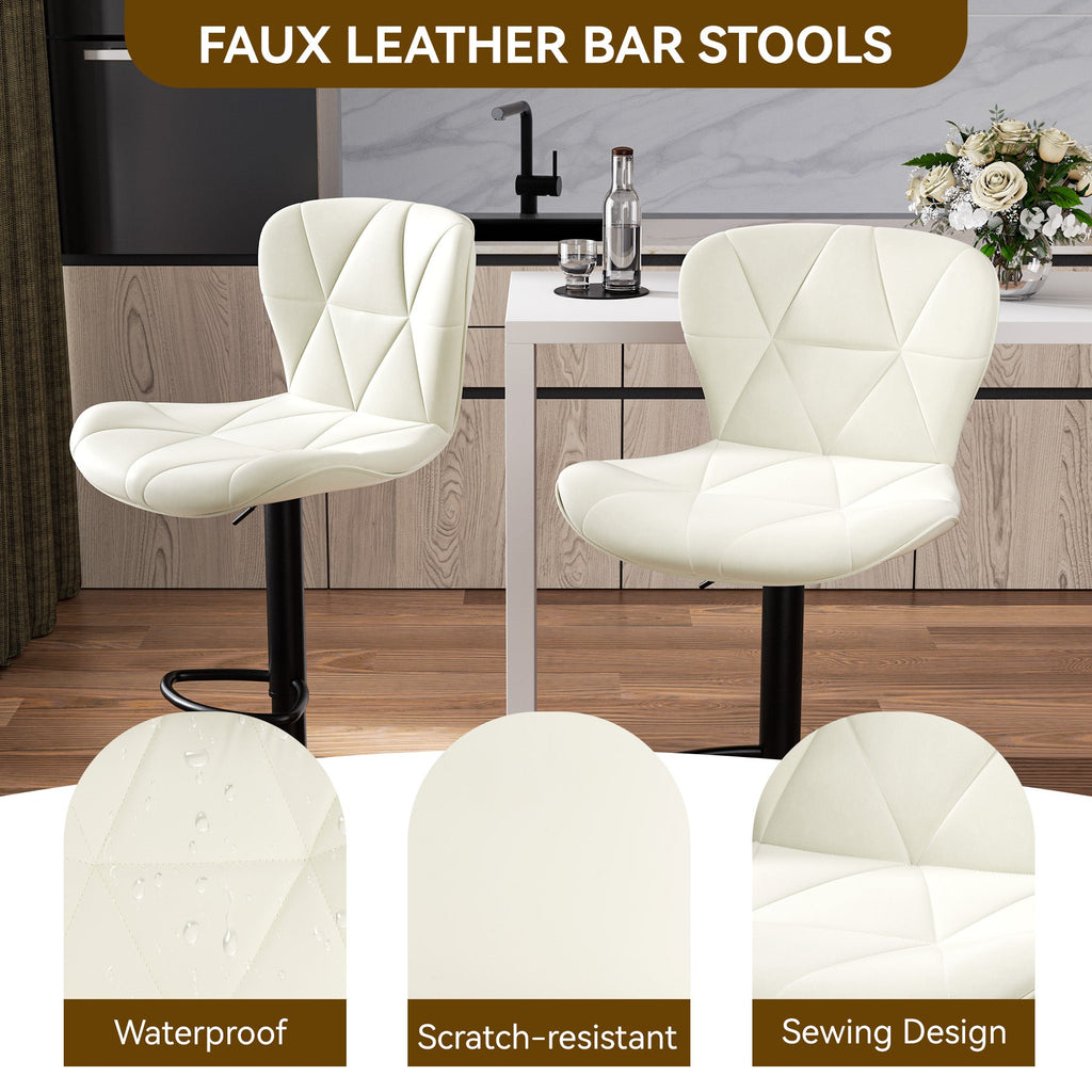Furnifort Modern Adjustable Faux Leather Bar Chair with Backrest