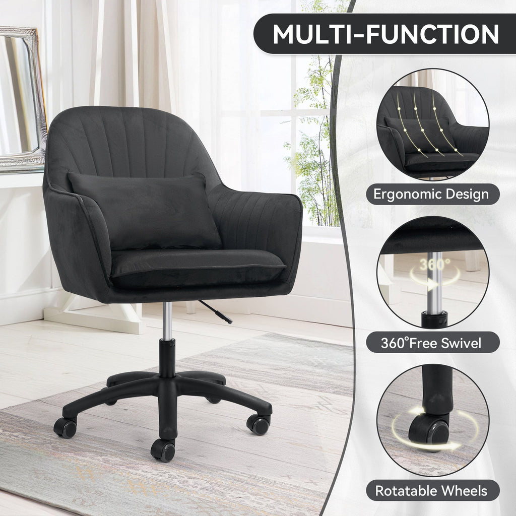 WZ Adjustable Velvet Desk Chair with 360° Swivel