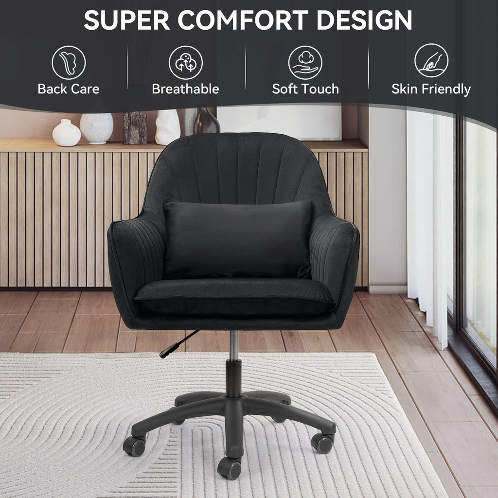 WZ Adjustable Velvet Desk Chair with 360° Swivel