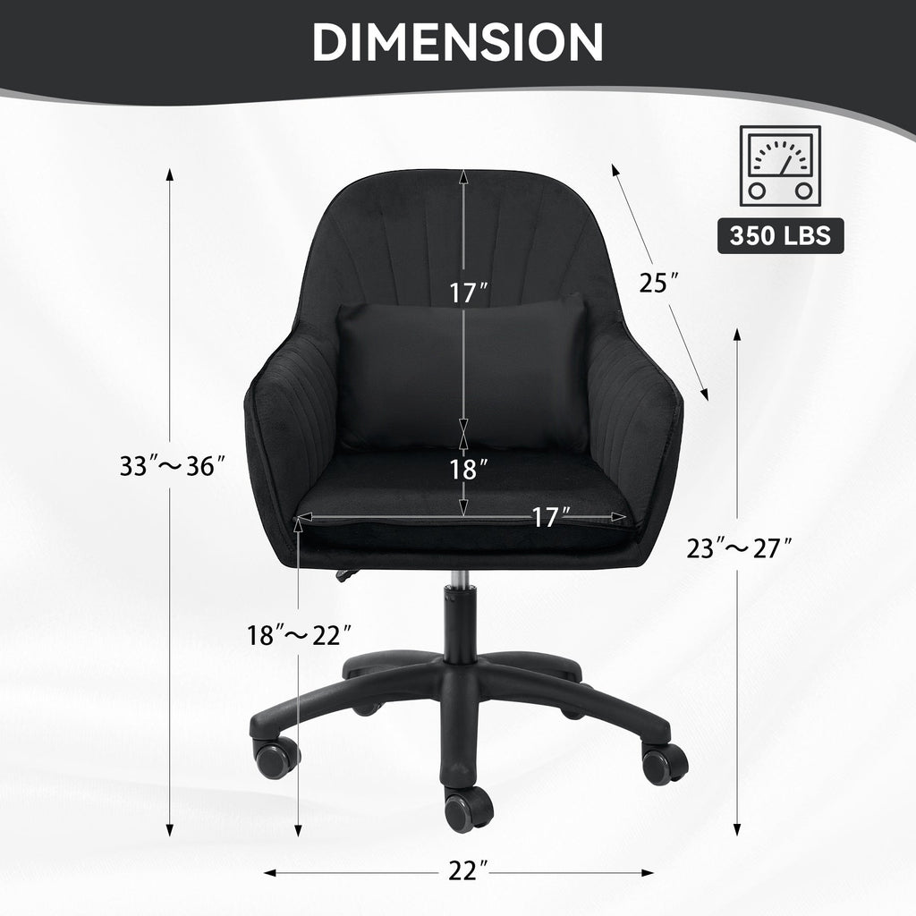 WZ Adjustable Velvet Desk Chair with 360° Swivel