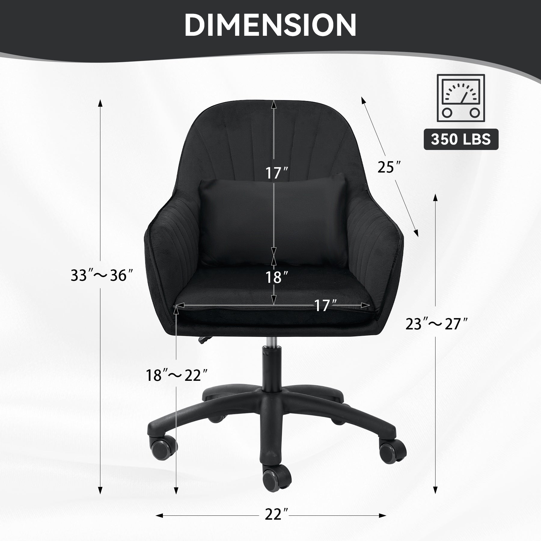 WZ Adjustable Velvet Desk Chair with 360° Swivel