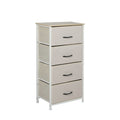 LEVEDE Chest of 4 Drawers, Tallboy Storage Cabinet, Fabric Tower Dresser Organizer Clothes Toys Storage Unit, Home Furniture for Bedroom, Living Room, Hallway, Office (Beige)