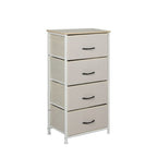 LEVEDE Chest of 4 Drawers, Tallboy Storage Cabinet, Fabric Tower Dresser Organizer Clothes Toys Storage Unit, Home Furniture for Bedroom, Living Room, Hallway, Office (Beige)