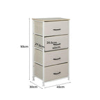 LEVEDE Chest of 4 Drawers, Tallboy Storage Cabinet, Fabric Tower Dresser Organizer Clothes Toys Storage Unit, Home Furniture for Bedroom, Living Room, Hallway, Office (Beige)