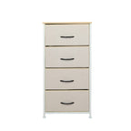 LEVEDE Chest of 4 Drawers, Tallboy Storage Cabinet, Fabric Tower Dresser Organizer Clothes Toys Storage Unit, Home Furniture for Bedroom, Living Room, Hallway, Office (Beige)