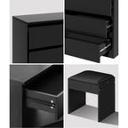 Oikiture Vanity with Mirror and 4 Drawer, 3 Side Chest Drawers, Black