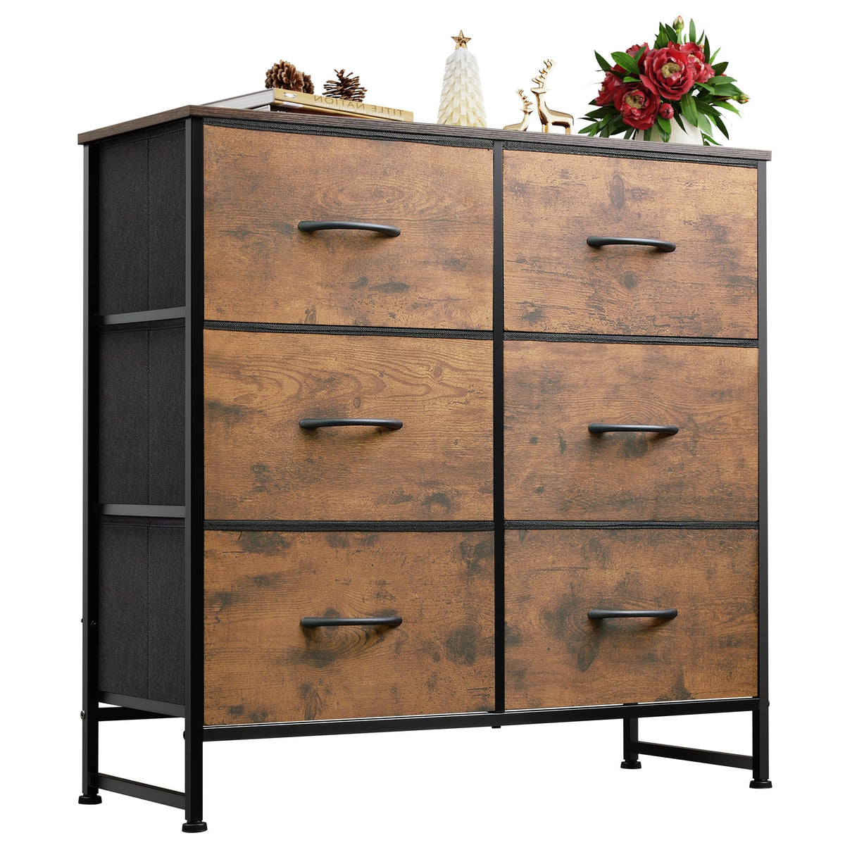 WLIVE Chest of Drawers with Drawers, Komode Bedroom with 6 Fabric Drawers