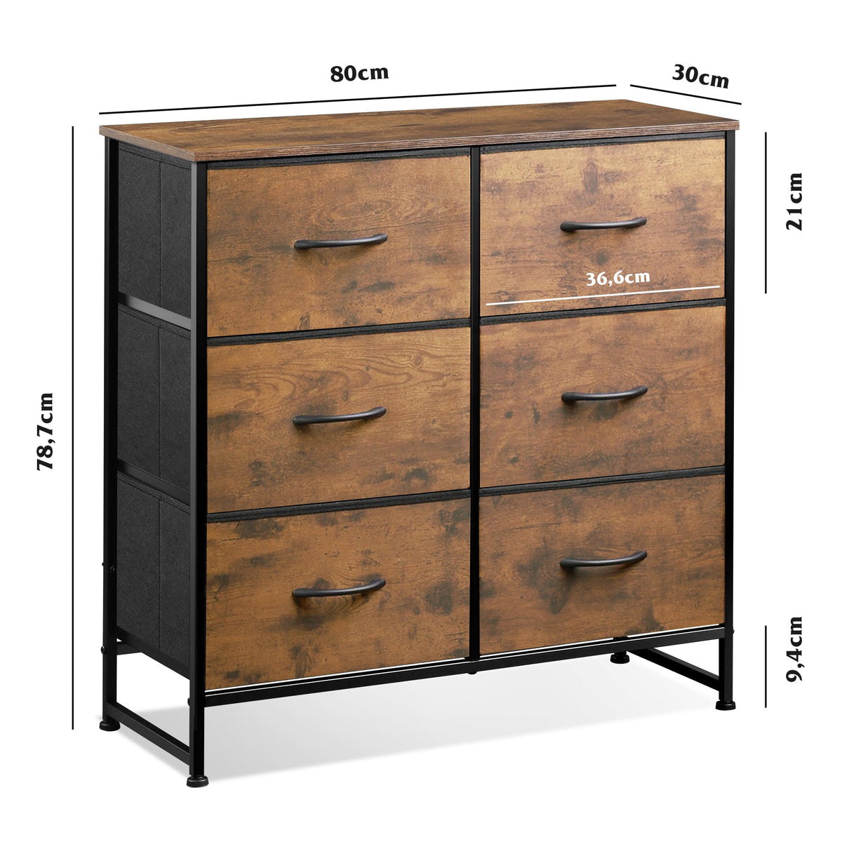WLIVE Chest of Drawers with Drawers, Komode Bedroom with 6 Fabric Drawers
