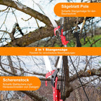 Telescopic Pruning Shears & Pruning Saw 9 m Professional Set, 2-in-1 Telescopic Handle Garden Shears Adjustable Length Garden Tools Set, Hand Saw Pole Saw for Fruit Tree Cutting, Gardening & Storm Damage