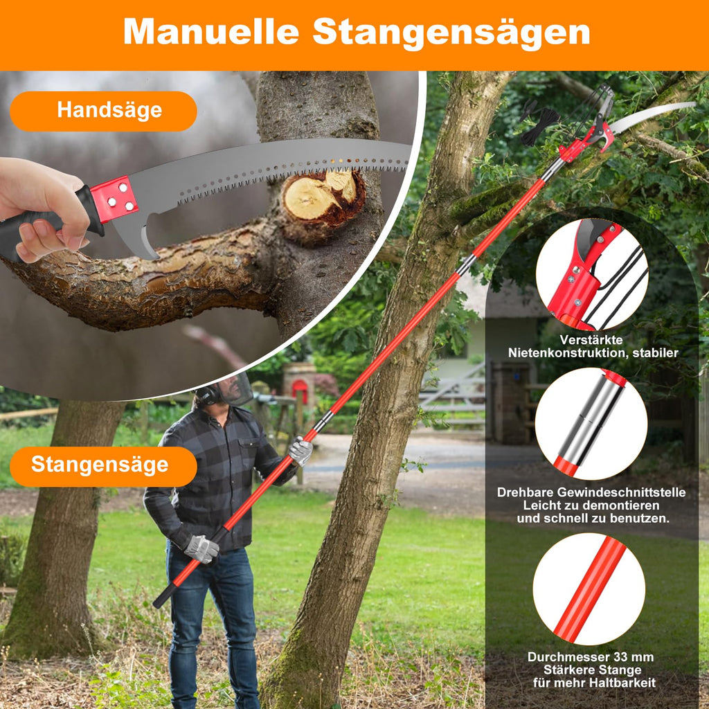 Telescopic Pruning Shears & Pruning Saw 9 m Professional Set, 2-in-1 Telescopic Handle Garden Shears Adjustable Length Garden Tools Set, Hand Saw Pole Saw for Fruit Tree Cutting, Gardening & Storm Damage