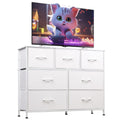 WLIVE Dresser for Bedroom, 7 Drawers, TV Stand, White