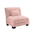 roomfitters Pariss Armless Sofa Chair with Accent Pillow, Tufted Modular Lounge Chair, Single Seat Accent Sofa for Living Room and Bedroom, Pink