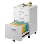 DEVAISE 3 Drawer Wood File Cabinet, Under Desk Filing Cabinet, White