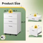 DEVAISE 3 Drawer Wood File Cabinet, Under Desk Filing Cabinet, White