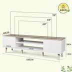 WLIVE TV Cabinet 160 cm Lowboard with 2 Doors up to 70 Inches White 160 x