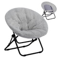 HollyHOME Folding Armchair, Round Folding Chair, Living Room, Wing Chair, Round Lounge Chair, Moon Chair, Relaxing Chair, Cosy Reading Chair, Bedroom, Plush, Grey