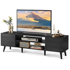 WLIVE TV Cabinet 160 cm Lowboard with 2 Doors up to 70 Inches Black 160 x